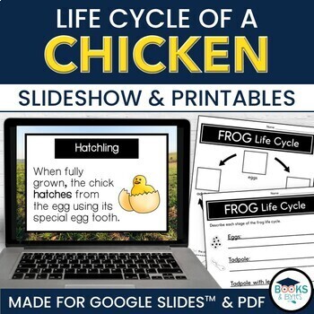 Preview of Chicken Life Cycle Slideshow Lesson for Google Slides™ + Printable Activities