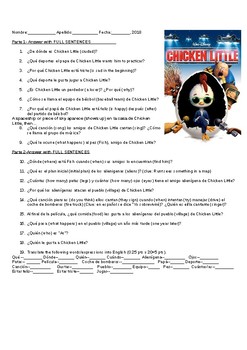 Preview of Chicken Little - Activity guide