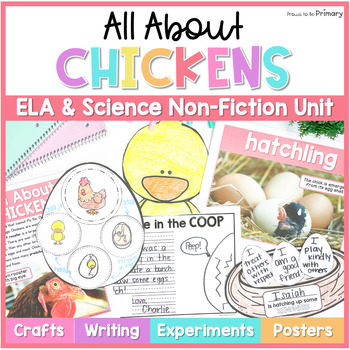 Preview of Chicken Life Cycle Craft & Worksheets Science Unit, Reading & Writing Activities