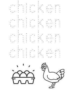 Preview of Chicken - Writing Practice - Dot-to-Dot Coloring Page