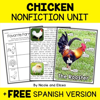 Preview of Chicken Activities Nonfiction Unit + FREE Spanish