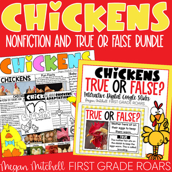 Preview of Chickens Nonfiction Unit and True or False Google Slides Activity