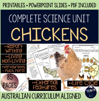 Preview of Chickens Unit Life Cycle Reports Vertebrates Living Chicken Year 1 2 3 4 Science