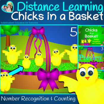 Preview of Chicks in an Spring or Easter Basket Digital Activity Number Sense and Counting 