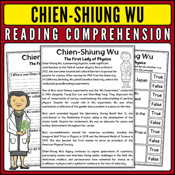 Preview of Chien-Shiung Wu Nonfiction Reading Passage & Quiz for AAPI Heritage Month