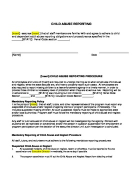 Preview of Child Abuse Reporting Form