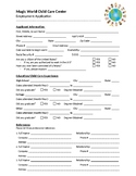 Child Care Center Application for Employment