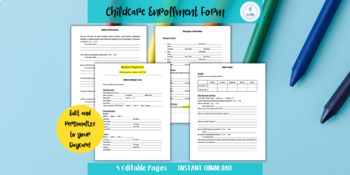 Preview of Child Care Enrollment Form for Child care Business
