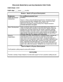 Wisconsin Model Early Learning Standards Child Profile Form