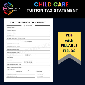 Preview of Child Care Tuition Tax Statement / Daycare End of Year Receipt