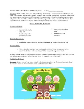 Preview of Child Development Family Tree & Family Letter Assignment