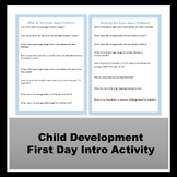 Child Development First Day Intro Activity
