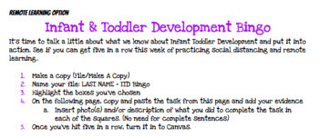 Preview of Child Development/ Infant & Toddler Development Bingo