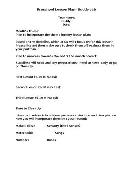 Preview of Child Development Lab Plan and Reflections