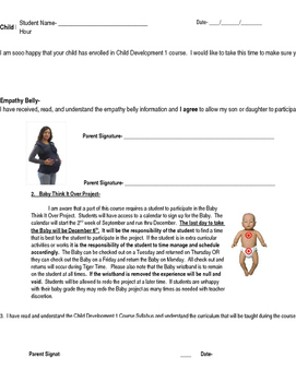 Preview of Child Development Permission Slip- Empathy Belly & Baby Think It Over