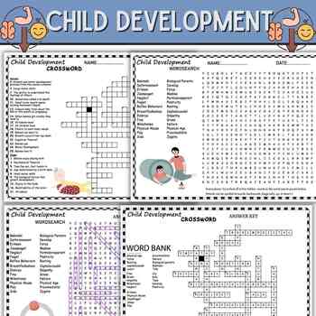 Preview of Child Development Vocabulary,Wordsearch & Crosswords