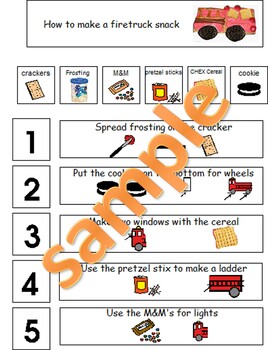 Preview of Child Friendly Visual Directions Fire Truck Snack