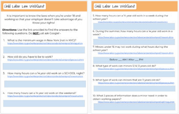 Preview of Child Labor Law Webquest - Google Slides Worksheet
