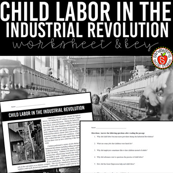 Preview of Child Labor in the Industrial Revolution Reading Comprehension Worksheet