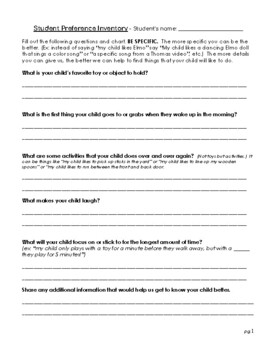 Preview of Child Preference Inventory Parent Questionnaire Spanish English