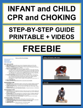 Preview of Child and Infant CPR and Choking: Free First Aid Printable and Videos