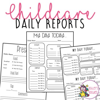 Preview of Childcare Daily Reports (Daycare)