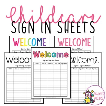 Preview of Childcare Sign in Sheets!