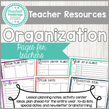 Preview of Childcare and Preschool Teacher Organization and Planning Pages