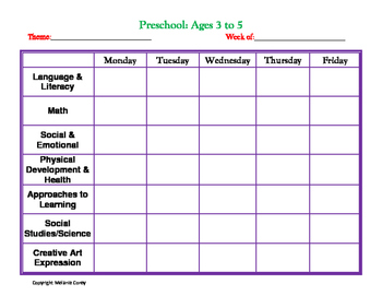 Preview of Childcare or Preschool Lesson Plans Template