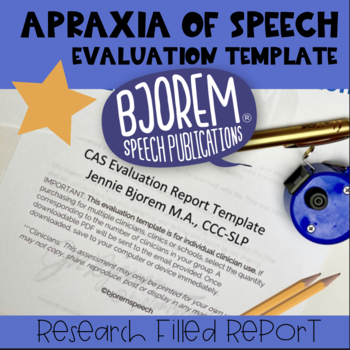 Preview of Childhood Apraxia of Speech Evaluation Template