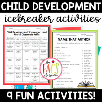 Preview of Child Development Themed Ice Breakers for Back to School | FCS