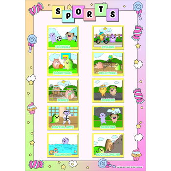 Preview of Children Doodle Learning Posters – Learn About Sports Digital Printable