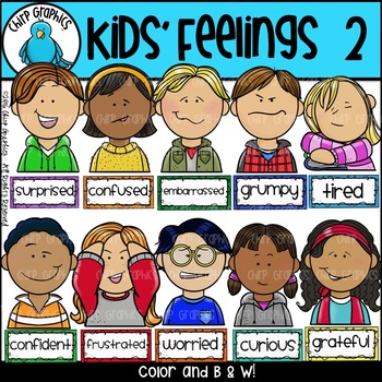 children feelings faces and labels clip art set 2 chirp