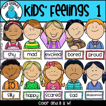 Kids Feelings Clip Art Set 1 - Chirp Graphics by Chirp Graphics | TpT