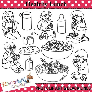 lunch clipart black and white