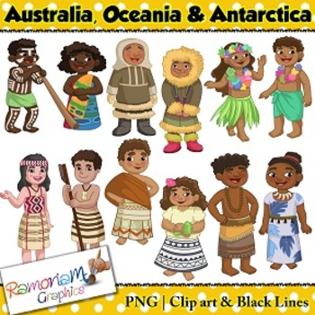 Preview of Children of the World clip art Australia, Oceania and the Arctic