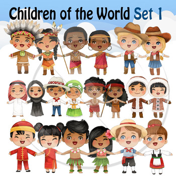 Preview of Children of the World boy and girls BUNDLE clipart set 1