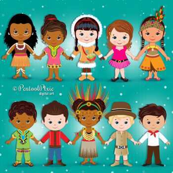 Preview of Children of the World clipart, World Children, ethnic clipart PART 1