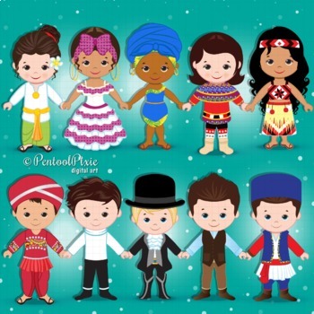 Preview of Children of the World clipart, World Children, ethnic clipart - PART 2
