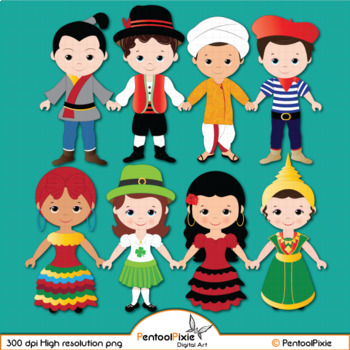 Preview of Children of the World clipart, World Children, ethnic clipart - PART 4