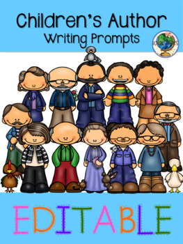 Preview of Children's Author Writing Prompts (EDITABLE)