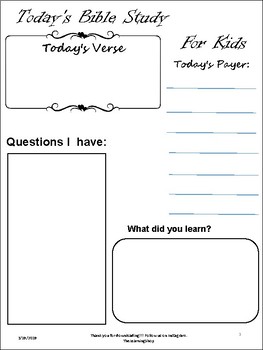 Children's Bible Study Lesson Worksheet by The Learning ...