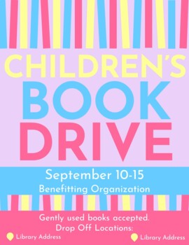Preview of Children's Book Drive Flyer | Editable
