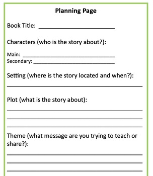 Preview of Children's Book Planning Template