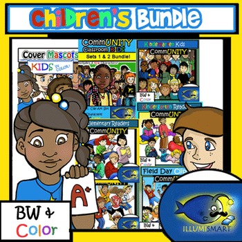 Preview of Children's Clip-Art Bundle: 182 + pc. Clip-Art Set! BW & Color