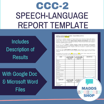 Preview of Children's Communication Checklist CCC-2 Speech-Language Report Template