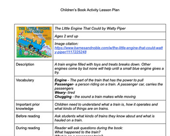 Preview of Children's Literacy Activity - High School Students