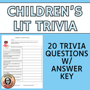 Preview of Children's Literature Lit Middle School Trivia Academic Team Quiz Bowl