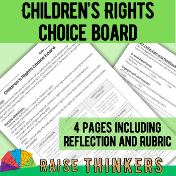 Preview of Children's Rights Choice board Middle School Science differentiated project