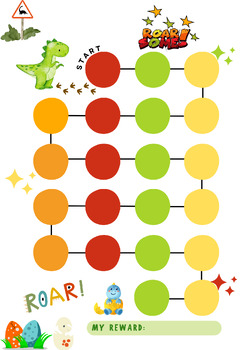 Preview of dinosaur reward chart, sticker chart, potty training chart, behaviour incentive,